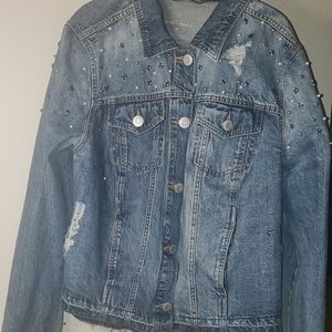 Boutique Jean Jacket With Pearl's